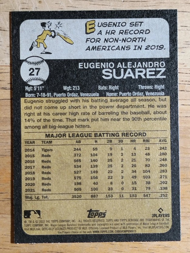 2022 Topps Heritage #27 Eugenio Suarez