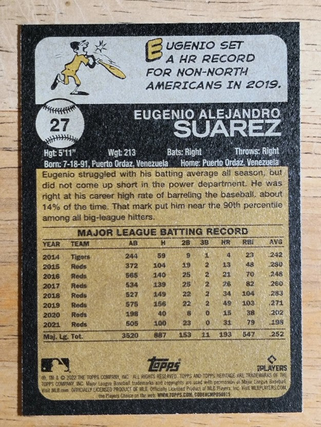 2022 Topps Heritage #27 Eugenio Suarez