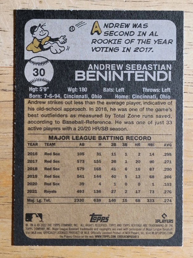 2022 Topps Heritage #30 Andrew Benintendi