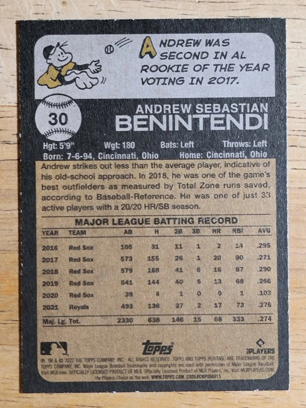 2022 Topps Heritage #30 Andrew Benintendi