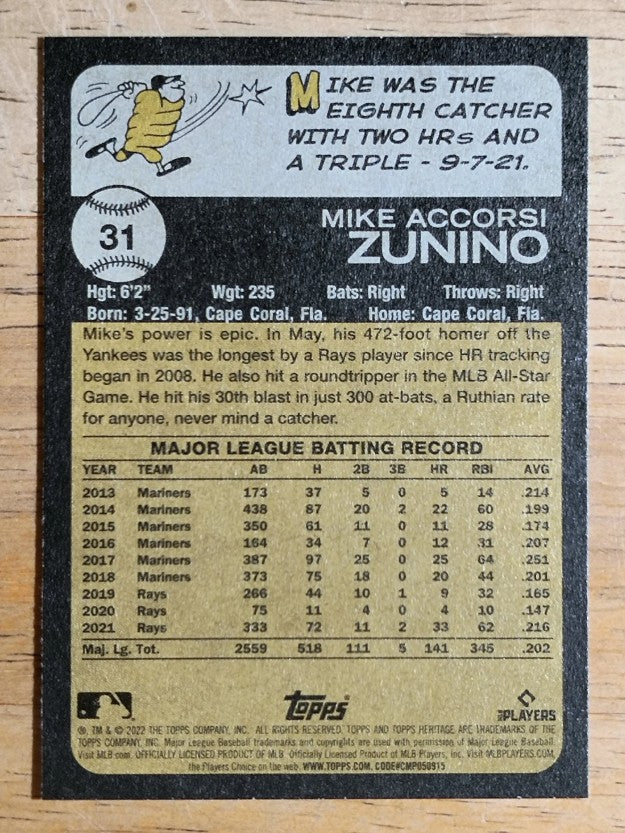 2022 Topps Heritage #31 Mike Zunino