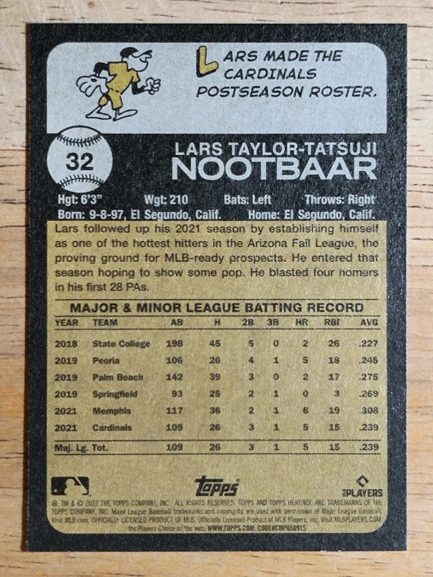 2022 Topps Heritage #32 Lars Nootbaar RC