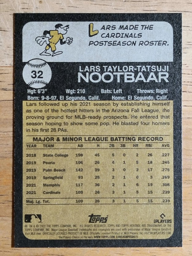 2022 Topps Heritage #32 Lars Nootbaar RC
