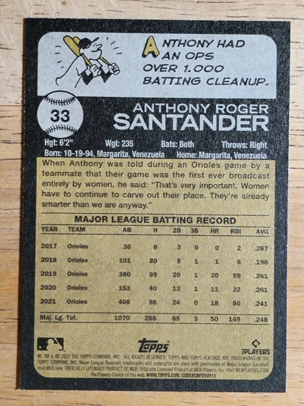 2022 Topps Heritage #33 Anthony Santander