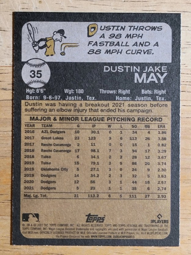 2022 Topps Heritage #35 Dustin May