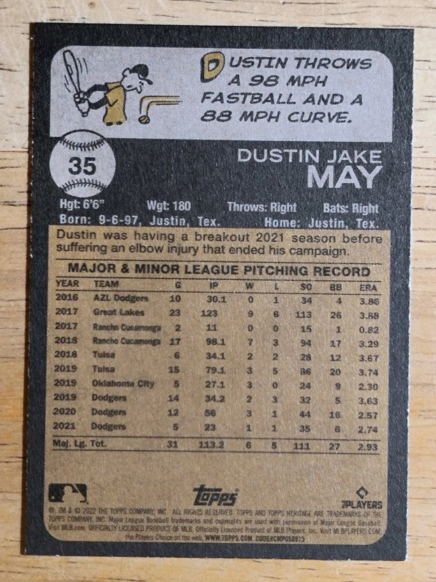 2022 Topps Heritage #35 Dustin May