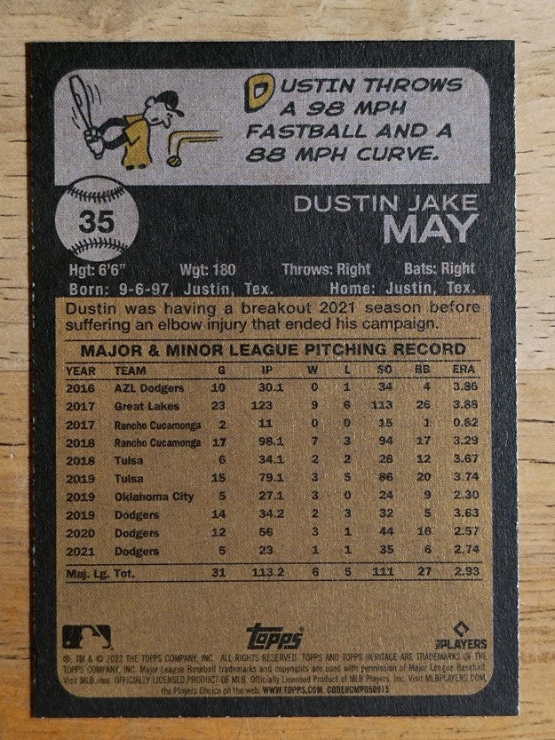 2022 Topps Heritage #35 Dustin May