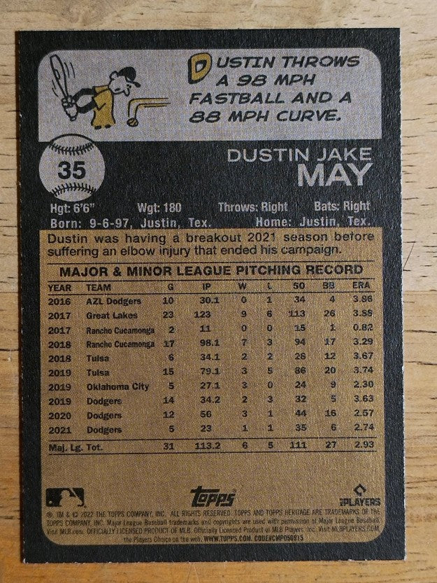 2022 Topps Heritage #35 Dustin May