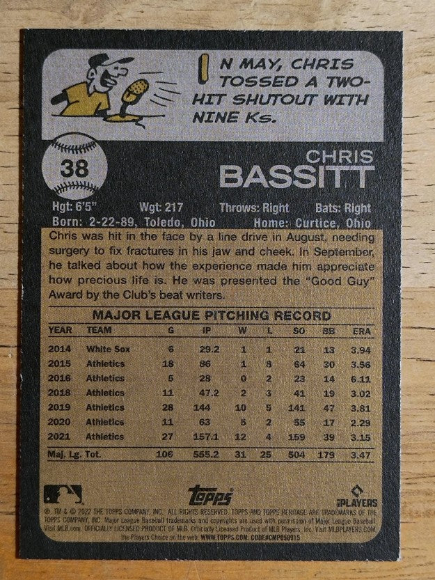 2022 Topps Heritage #38 Chris Bassitt