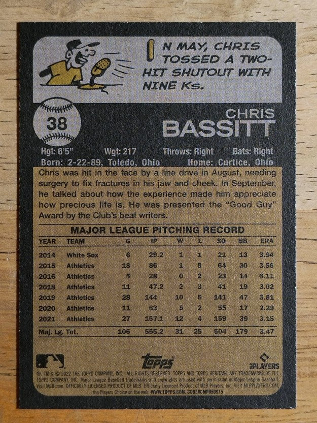 2022 Topps Heritage #38 Chris Bassitt