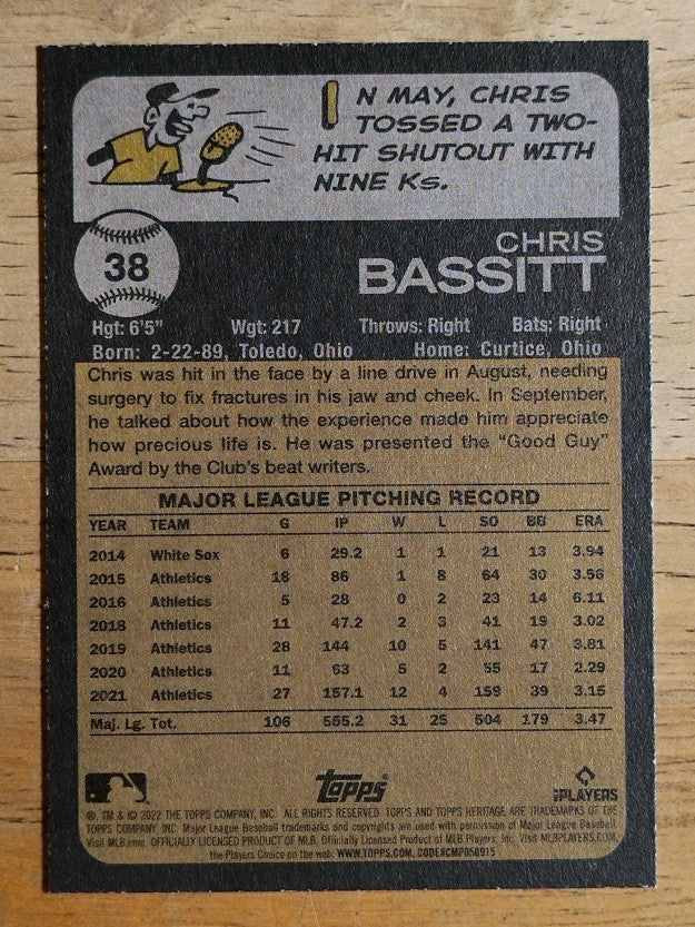 2022 Topps Heritage #38 Chris Bassitt
