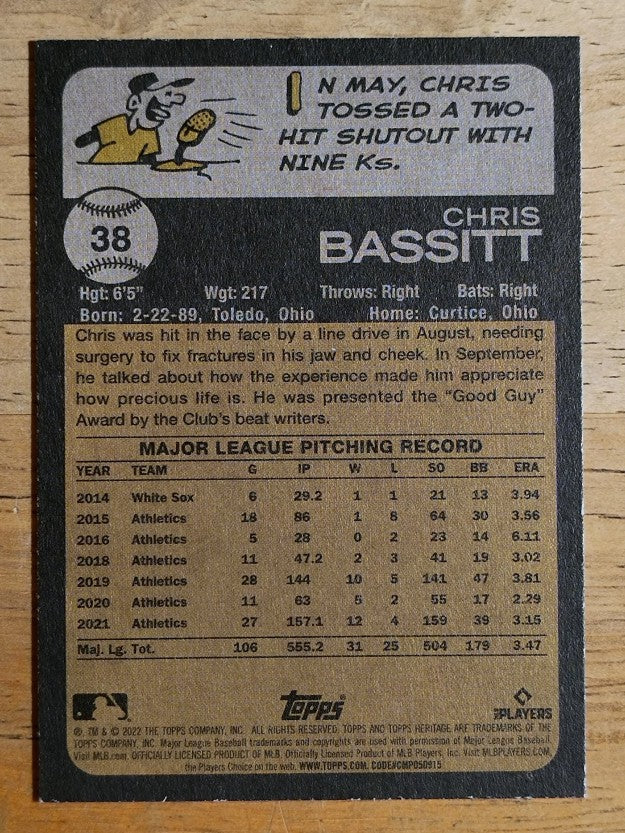 2022 Topps Heritage #38 Chris Bassitt
