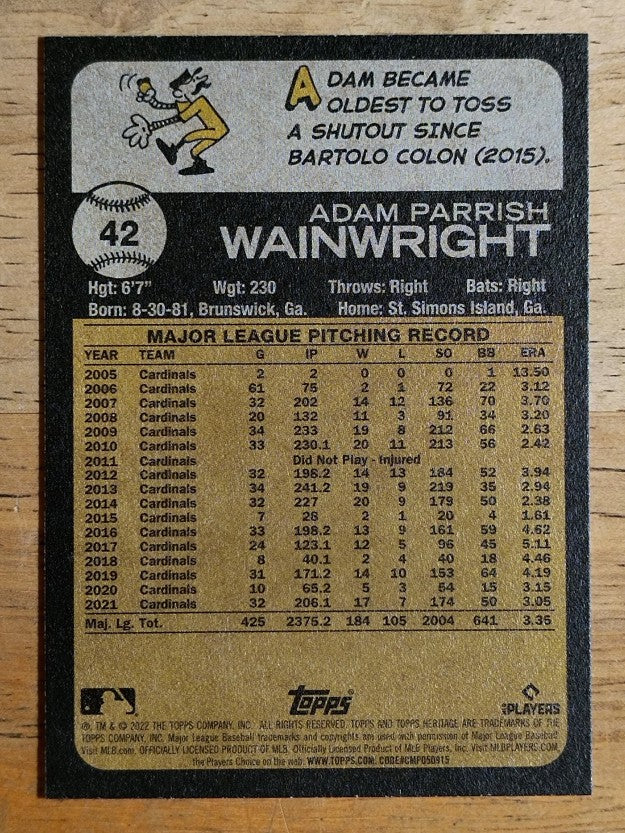 2022 Topps Heritage #42 Adam Wainwright