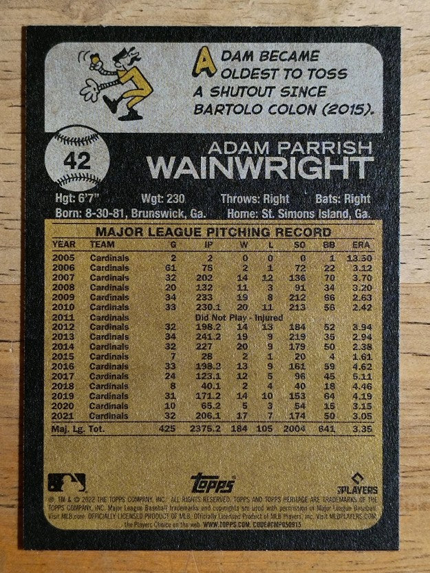 2022 Topps Heritage #42 Adam Wainwright