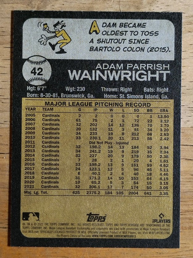 2022 Topps Heritage #42 Adam Wainwright