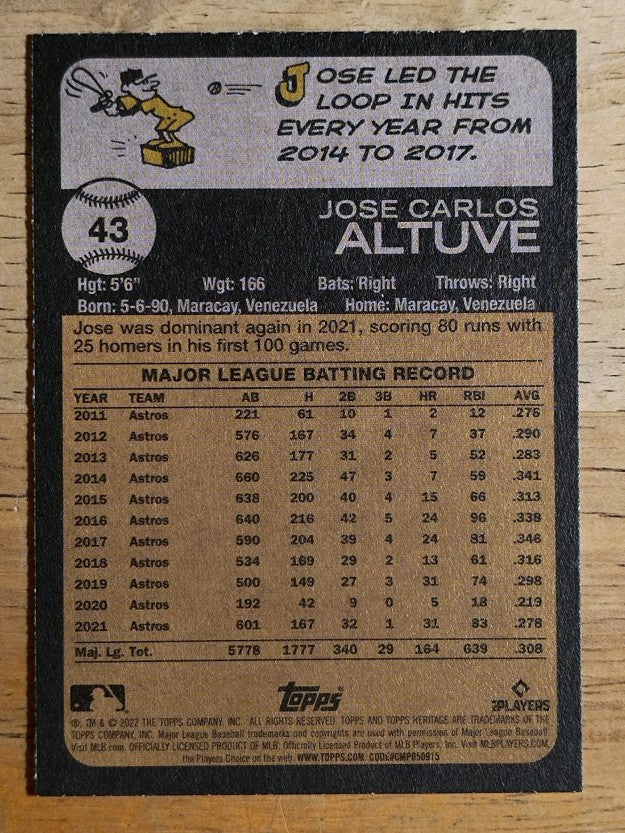 2022 Topps Heritage #43 Jose Altuve