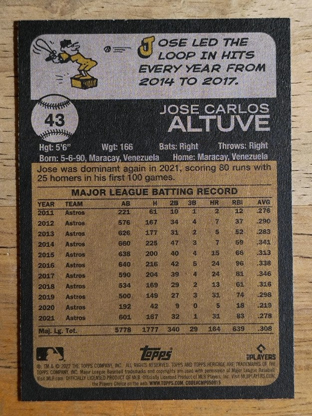 2022 Topps Heritage #43 Jose Altuve