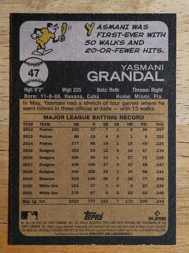 2022 Topps Heritage #47 Yasmani Grandal