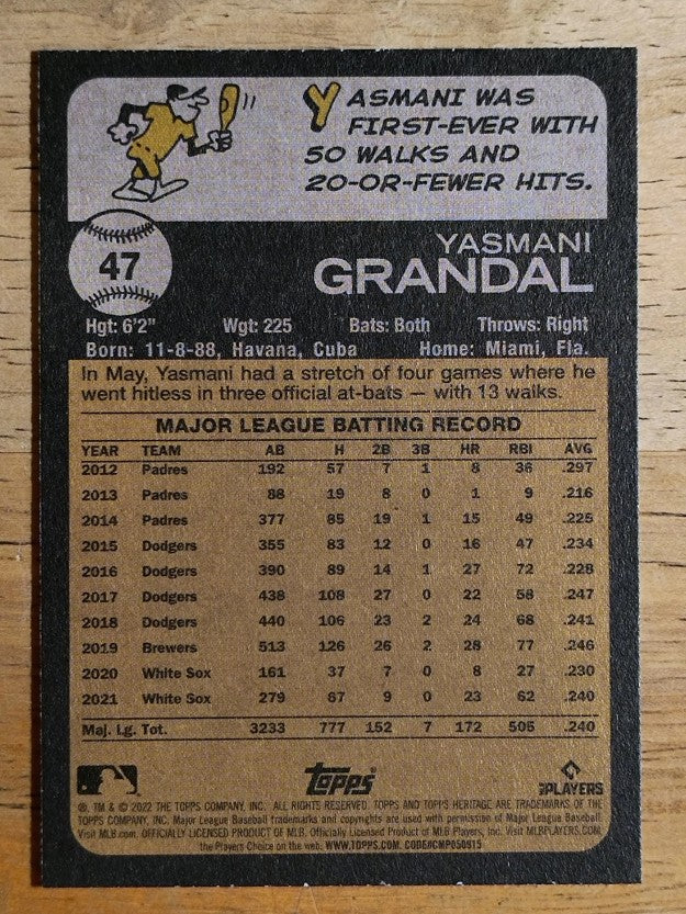 2022 Topps Heritage #47 Yasmani Grandal