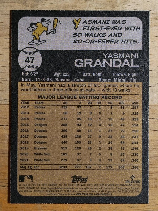2022 Topps Heritage #47 Yasmani Grandal
