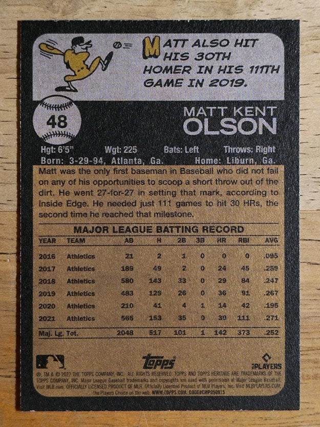 2022 Topps Heritage #48 Matt Olson