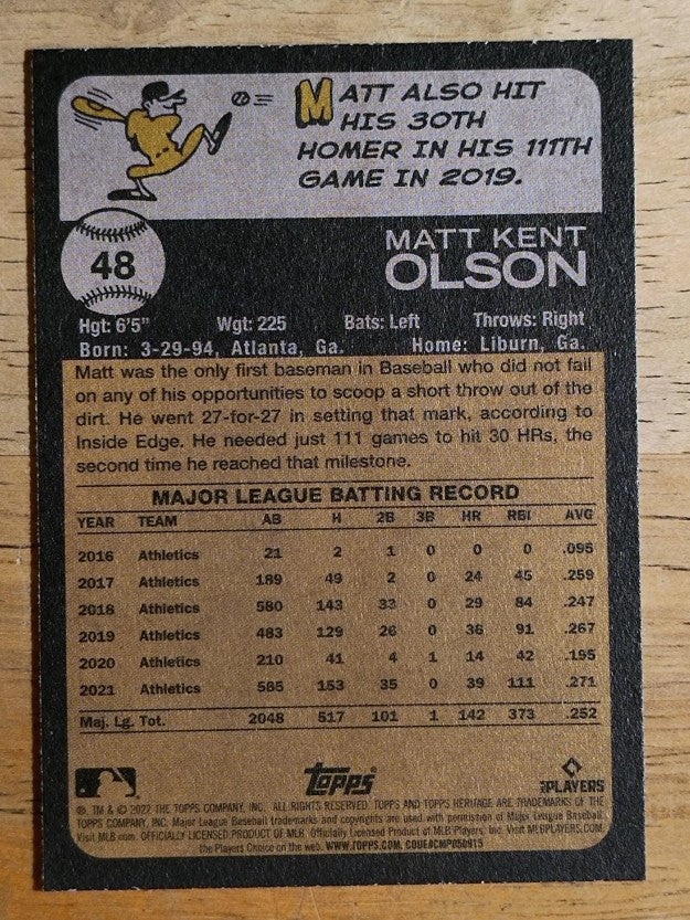 2022 Topps Heritage #48 Matt Olson