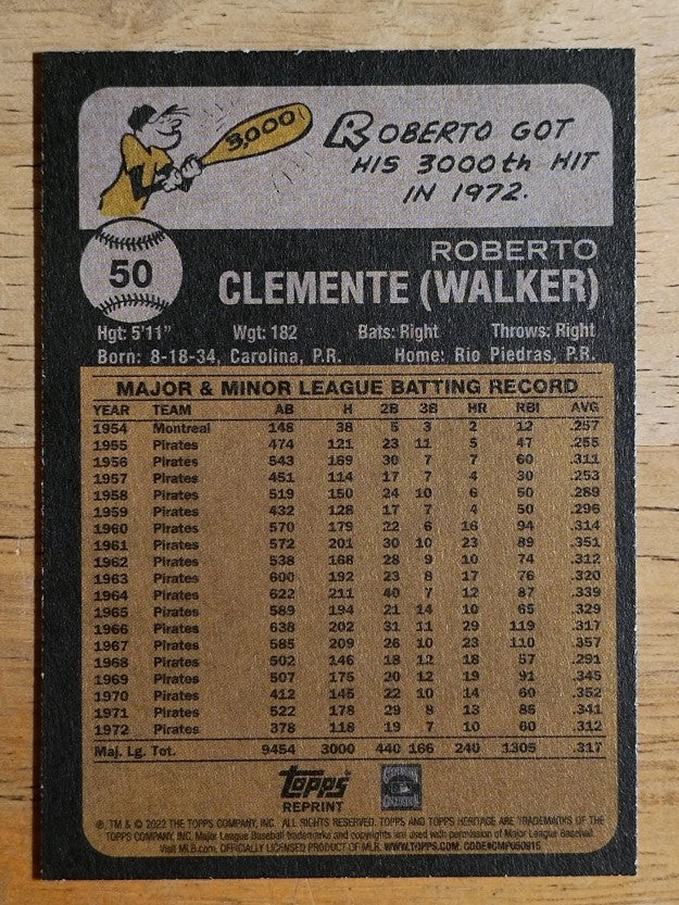 2022 Topps Heritage #50 Roberto Clemente
