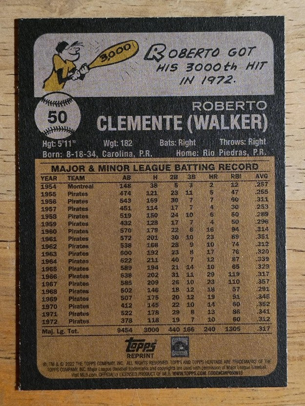 2022 Topps Heritage #50 Roberto Clemente