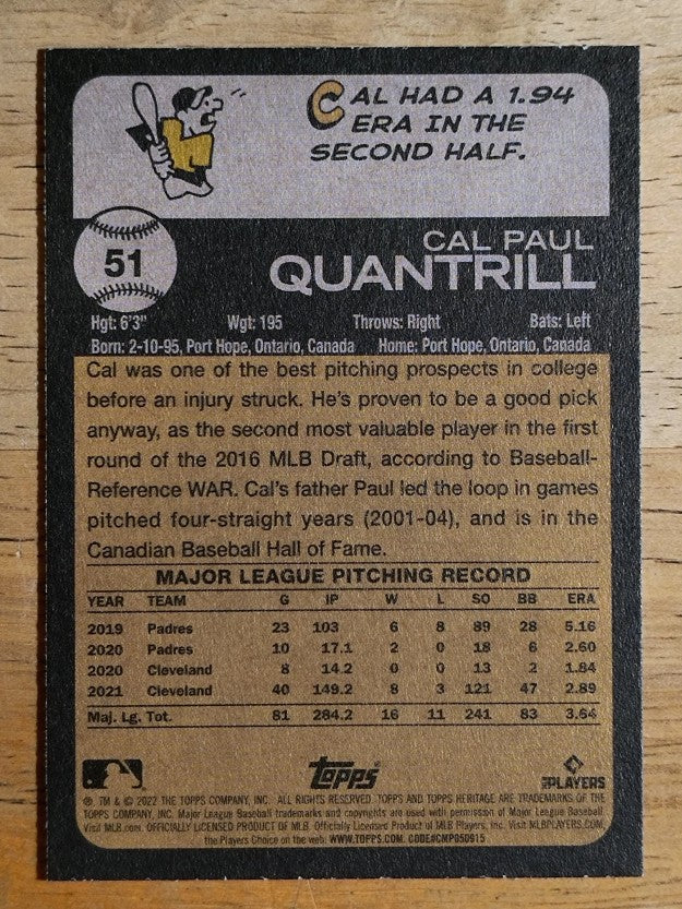 2022 Topps Heritage #51 Cal Quantrill