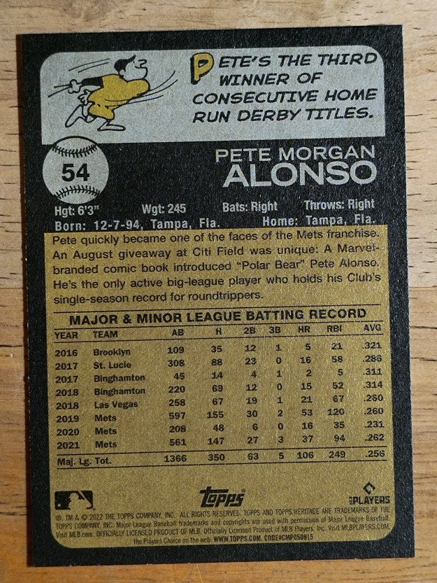 2022 Topps Heritage #54 Pete Alonso