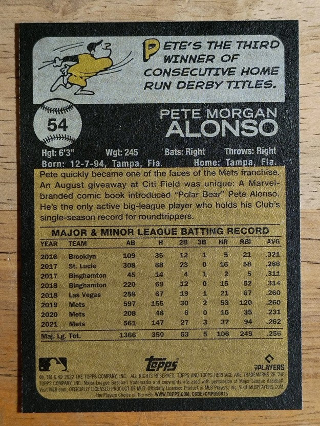 2022 Topps Heritage #54 Pete Alonso
