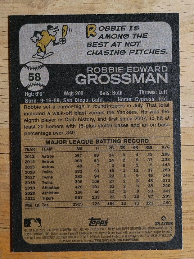 2022 Topps Heritage #58 Robbie Grossman