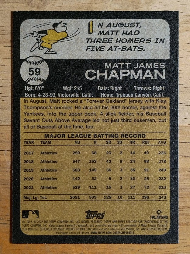 2022 Topps Heritage #59 Matt Chapman