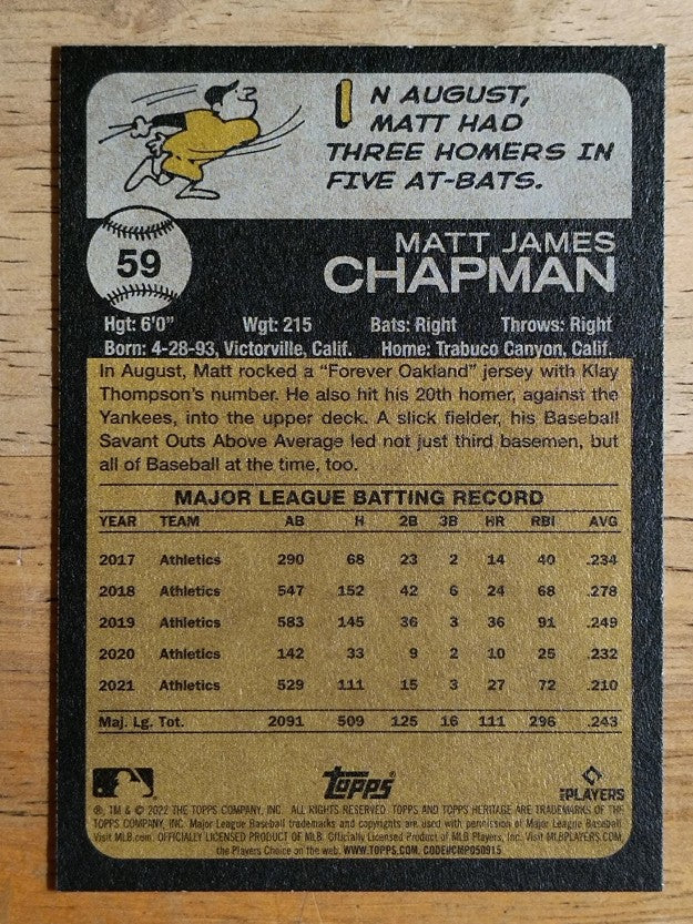 2022 Topps Heritage #59 Matt Chapman
