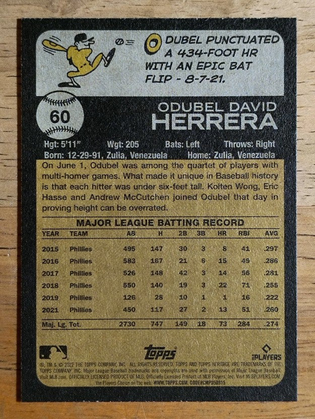 2022 Topps Heritage #60 Odubel Herrera