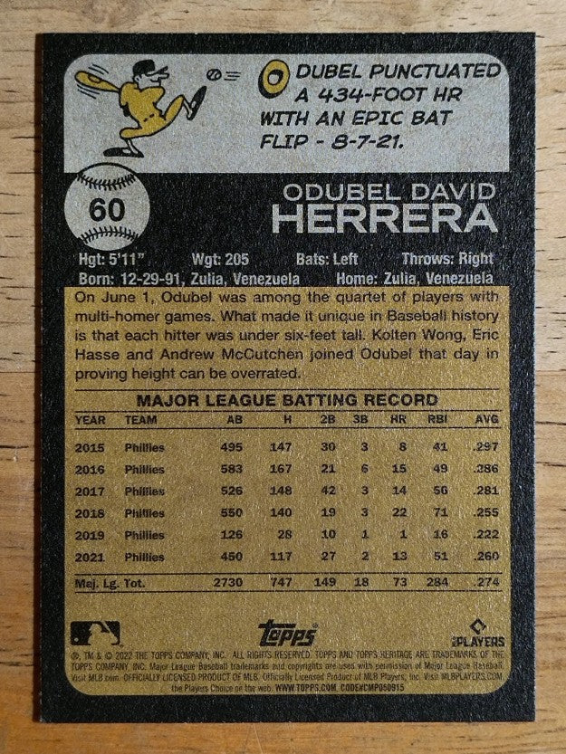 2022 Topps Heritage #60 Odubel Herrera