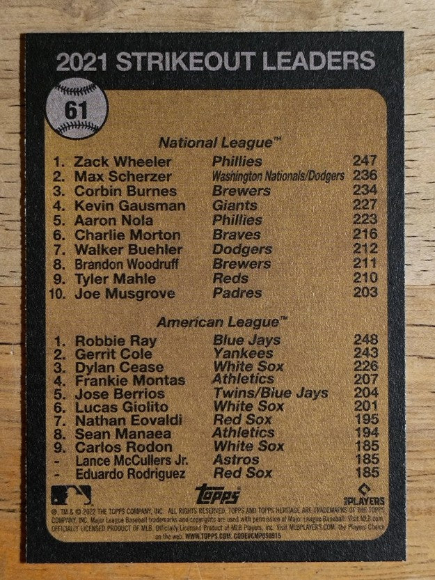 2022 Topps Heritage #61 Robbie Ray/Zack Wheeler