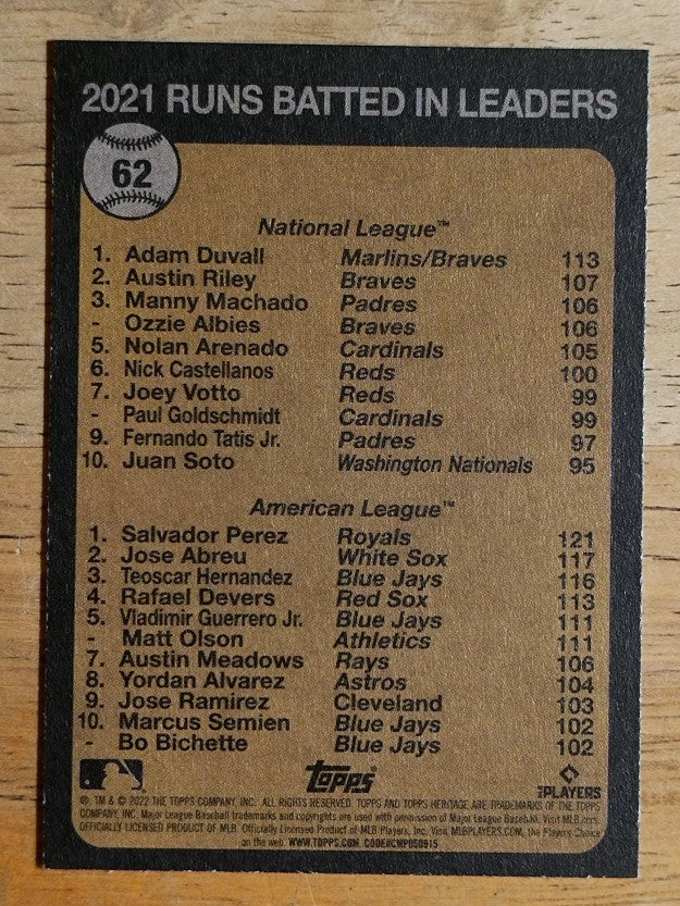2022 Topps Heritage #62 Salvador Perez/Adam Duvall