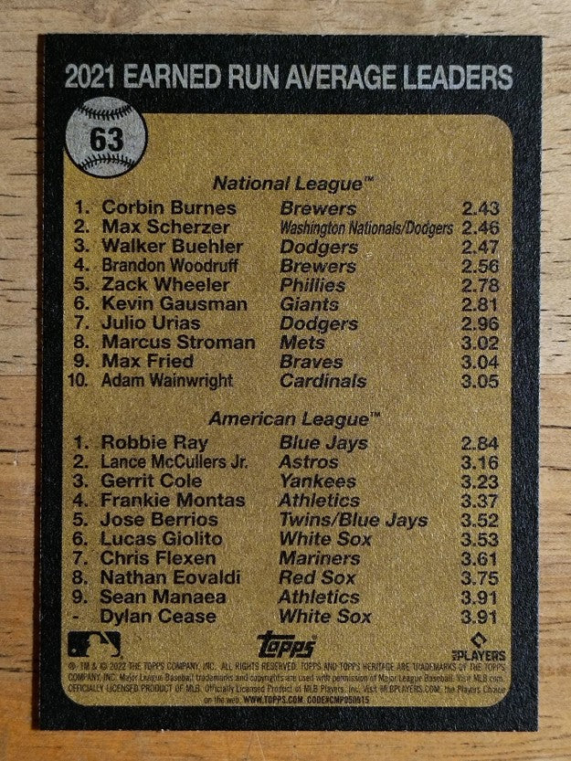 2022 Topps Heritage #63 Robbie Ray/Corbin Burnes