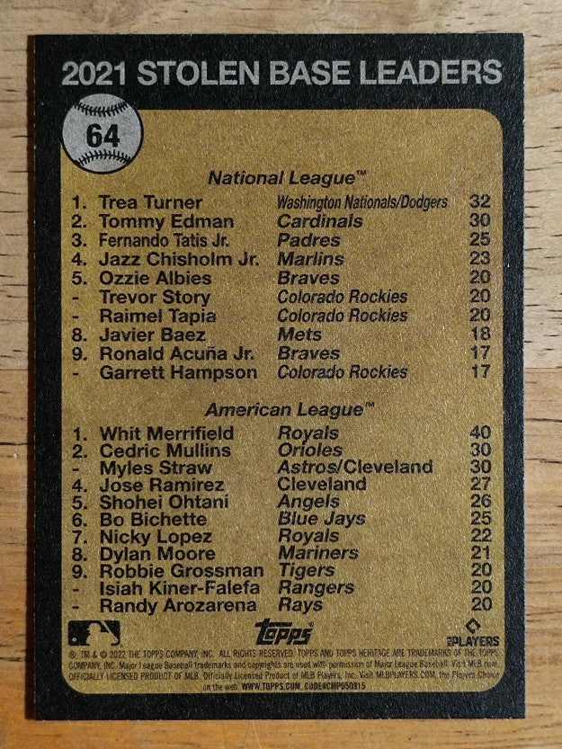 2022 Topps Heritage #64 Whit Merrifield/Trea Turner