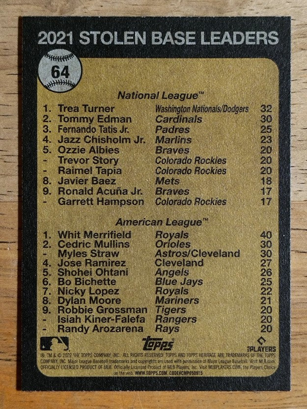 2022 Topps Heritage #64 Whit Merrifield/Trea Turner