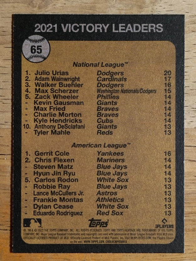 2022 Topps Heritage #65 Julio Urias/Gerrit Cole