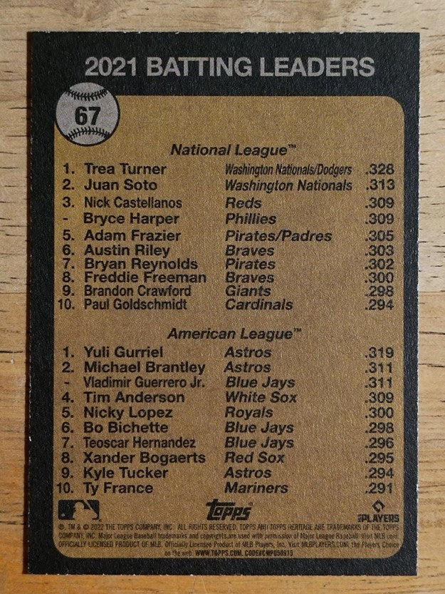 2022 Topps Heritage #67 Yuli Gurriel/Trea Turner
