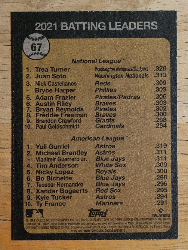 2022 Topps Heritage #67 Yuli Gurriel/Trea Turner
