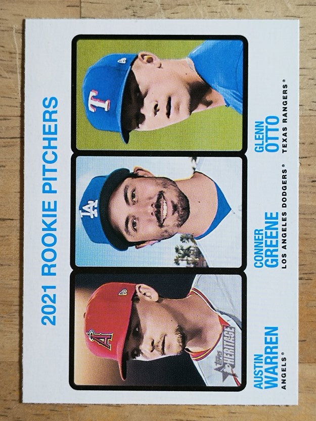 2022 Topps Heritage #70 Austin Warren RC/Conner Greene RC/Glenn Otto RC