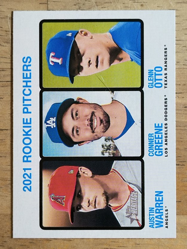 2022 Topps Heritage #70 Austin Warren RC/Conner Greene RC/Glenn Otto RC