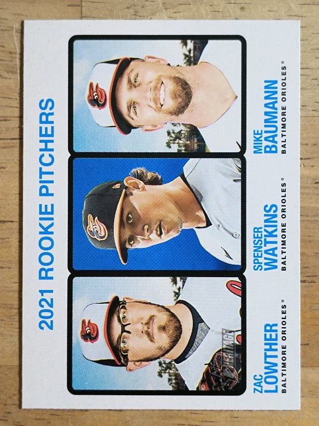2022 Topps Heritage #72 Mike Baumann RC/Zac Lowther RC/Spenser Watkins RC