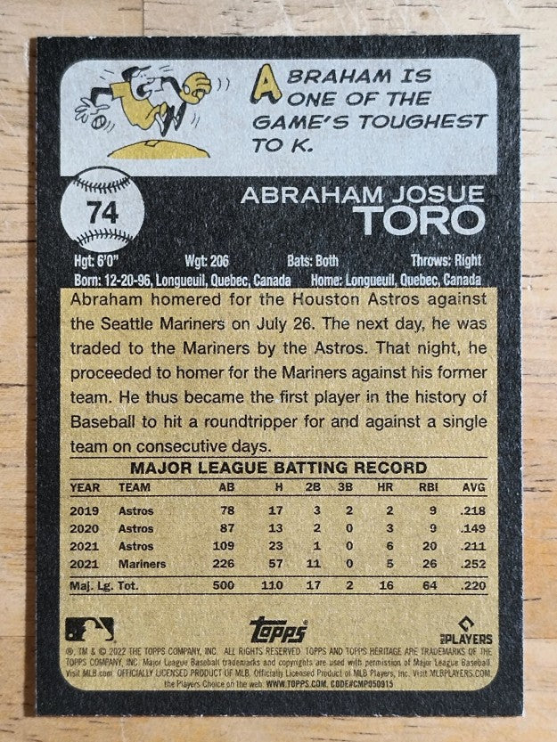 2022 Topps Heritage #74 Abraham Toro