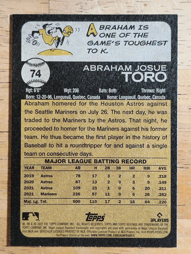 2022 Topps Heritage #74 Abraham Toro