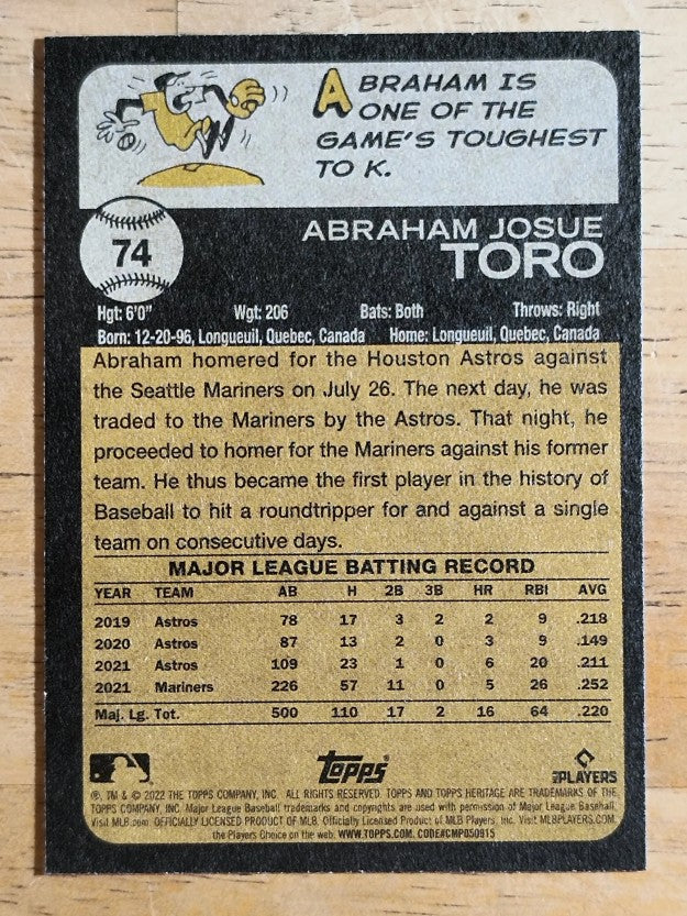 2022 Topps Heritage #74 Abraham Toro